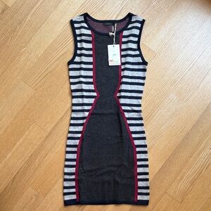 THML Black and Gray Striped Mini Dress